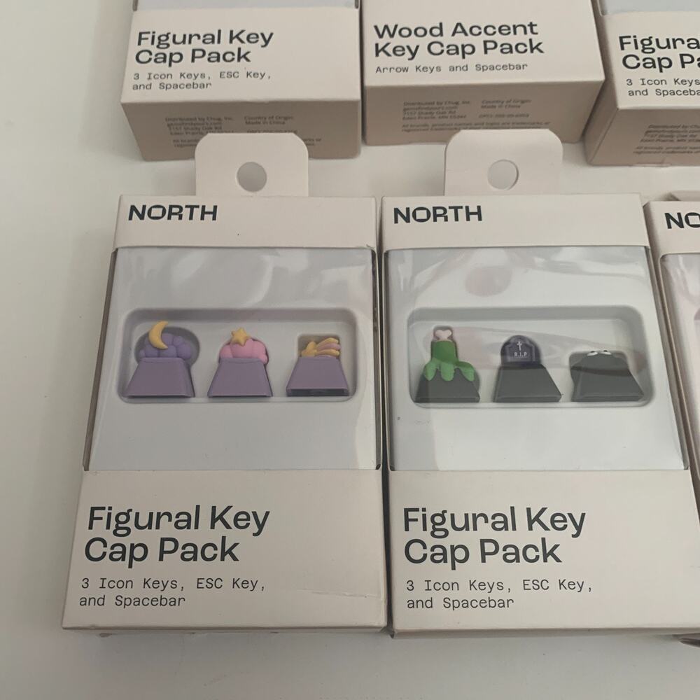 North Lot Of 6 Mechanical Keyboard Assoreted Caps Sets Figural key + wood Accent - Picture 6 of 12